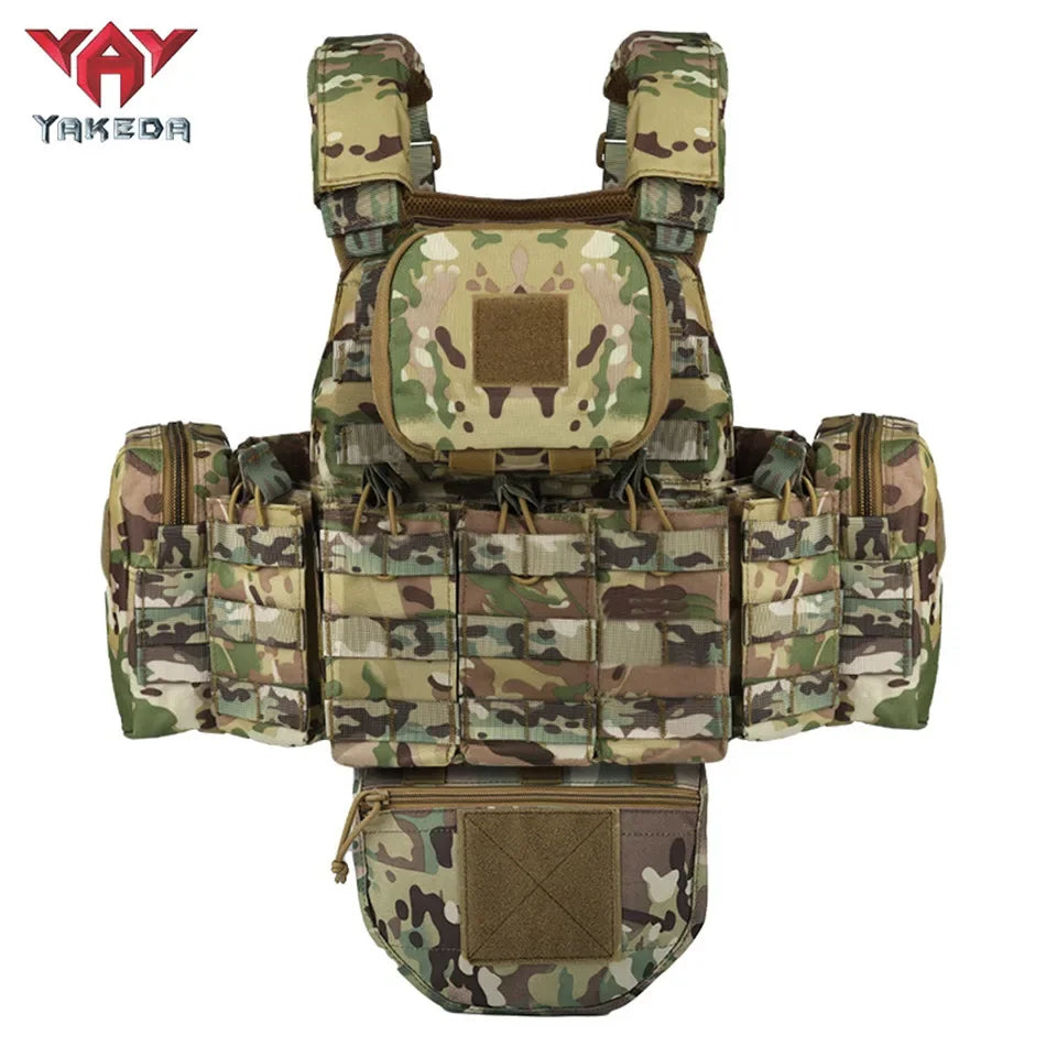 YAKEDA Gilet Tactique Militaire Airsoft à Dégagement Rapide - Réglable Et Modulaire Pour Adultes